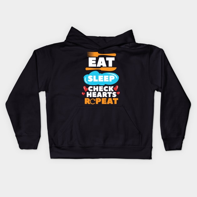 Eat Sleep Check Hearts Repeat Kids Hoodie by maxcode